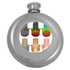 Evil Eye Protection Charm Colorful Round Hip Flask (5 Oz) by Wegoenart