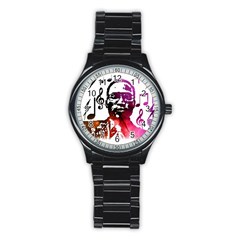 Befunky Mgclothingstore Jpg Stainless Steel Round Watch by mgfiretestedshop