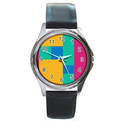 Unique Background Abstract Round Metal Watch