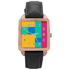 Unique Background Abstract Rose Gold Leather Watch 