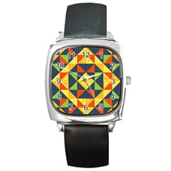 Background Geometric Color Square Metal Watch by Wegoenart