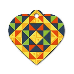 Background Geometric Color Dog Tag Heart (One Side)