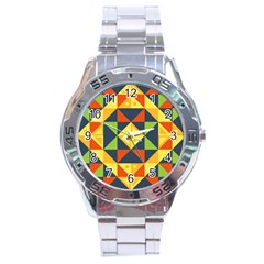 Background Geometric Color Stainless Steel Analogue Watch by Wegoenart