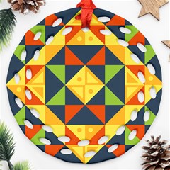 Background Geometric Color Round Filigree Ornament (Two Sides)