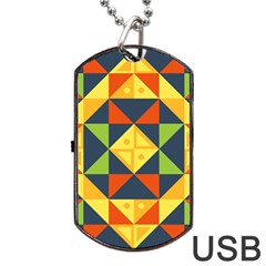 Background Geometric Color Dog Tag USB Flash (One Side)