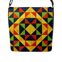 Background Geometric Color Flap Closure Messenger Bag (L)