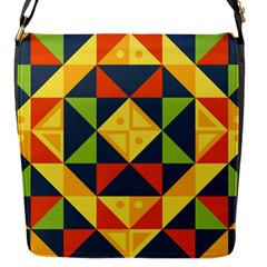 Background Geometric Color Flap Closure Messenger Bag (S)