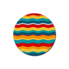 Retro Colors 60 Background Rubber Round Coaster (4 Pack)  by Wegoenart