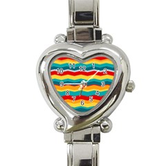 Retro Colors 60 Background Heart Italian Charm Watch by Wegoenart