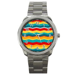 Retro Colors 60 Background Sport Metal Watch by Wegoenart