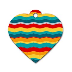 Retro Colors 60 Background Dog Tag Heart (two Sides) by Wegoenart