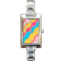 Cake Color Palette Painting Rectangle Italian Charm Watch by Wegoenart