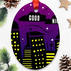 City Architecture Night Skyscraper Ornament (oval) by Wegoenart