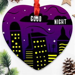 City Architecture Night Skyscraper Ornament (heart) by Wegoenart