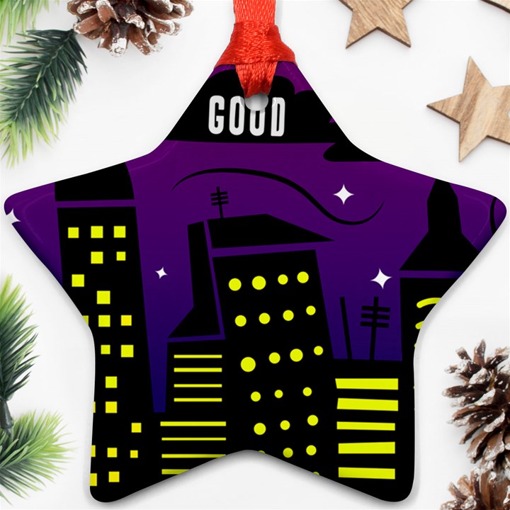 City Architecture Night Skyscraper Ornament (Star)