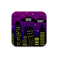 City Architecture Night Skyscraper Rubber Square Coaster (4 Pack)  by Wegoenart