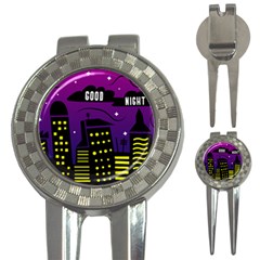 City Architecture Night Skyscraper 3-in-1 Golf Divots by Wegoenart