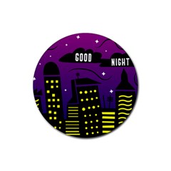 City Architecture Night Skyscraper Rubber Coaster (round)  by Wegoenart