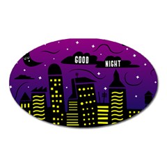 City Architecture Night Skyscraper Oval Magnet by Wegoenart