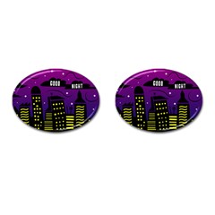 City Architecture Night Skyscraper Cufflinks (oval) by Wegoenart