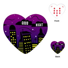 City Architecture Night Skyscraper Playing Cards (heart) by Wegoenart