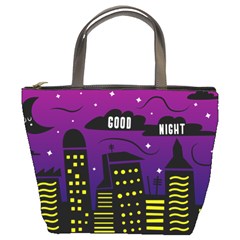 City Architecture Night Skyscraper Bucket Bag by Wegoenart