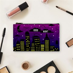 City Architecture Night Skyscraper Cosmetic Bag (small) by Wegoenart