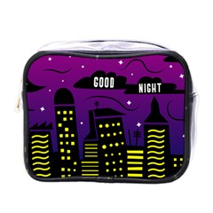 City Architecture Night Skyscraper Mini Toiletries Bag (one Side) by Wegoenart