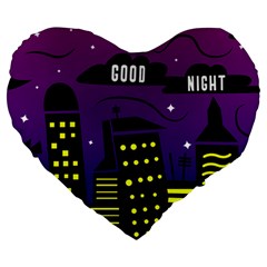 City Architecture Night Skyscraper Large 19  Premium Heart Shape Cushions by Wegoenart