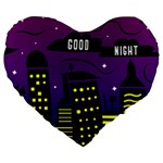 City Architecture Night Skyscraper Large 19  Premium Heart Shape Cushions Front