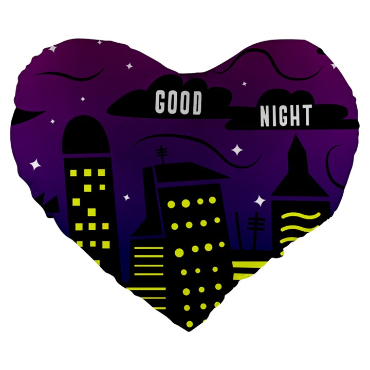 City Architecture Night Skyscraper Large 19  Premium Heart Shape Cushions