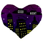 City Architecture Night Skyscraper Large 19  Premium Heart Shape Cushions Back