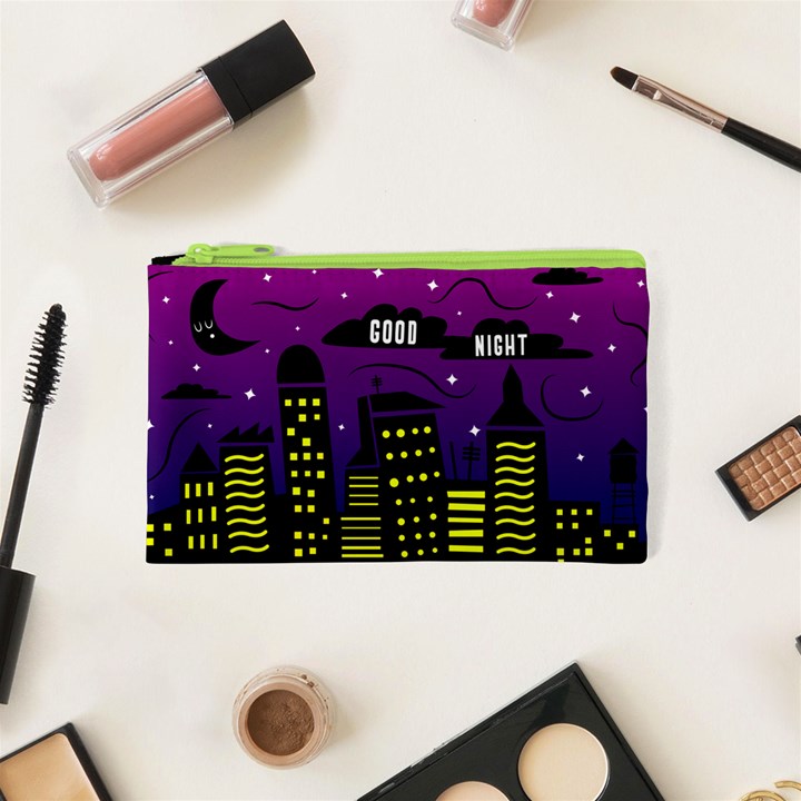 City Architecture Night Skyscraper Cosmetic Bag (XS)