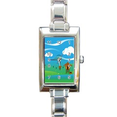 Landscape Nature Mountain Field Rectangle Italian Charm Watch by Wegoenart