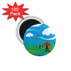 Landscape Nature Mountain Field 1 75  Magnets (100 Pack)  by Wegoenart