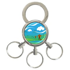 Landscape Nature Mountain Field 3-ring Key Chains by Wegoenart