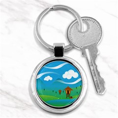 Landscape Nature Mountain Field Key Chains (round)  by Wegoenart