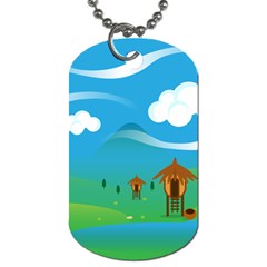 Landscape Nature Mountain Field Dog Tag (one Side) by Wegoenart