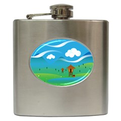 Landscape Nature Mountain Field Hip Flask (6 Oz) by Wegoenart