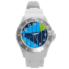 Background Wallpaper Colors Color Round Plastic Sport Watch (l) by Wegoenart