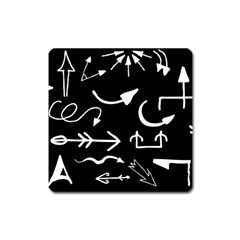 Arrows Vector Lines Strokes White Square Magnet by Wegoenart