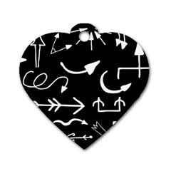 Arrows Vector Lines Strokes White Dog Tag Heart (two Sides) by Wegoenart