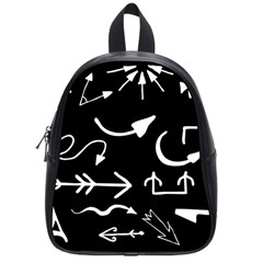 Arrows Vector Lines Strokes White School Bag (small) by Wegoenart