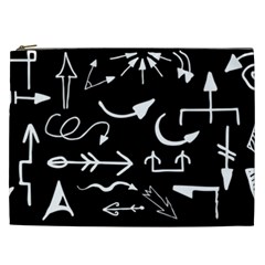 Arrows Vector Lines Strokes White Cosmetic Bag (xxl) by Wegoenart