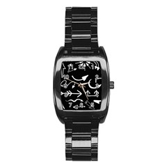 Arrows Vector Lines Strokes White Stainless Steel Barrel Watch by Wegoenart