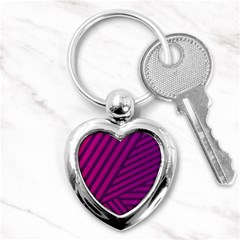 Pattern Lines Stripes Texture Key Chains (heart)  by Wegoenart