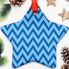 Blue Chevron Background Abstract Pattern Star Ornament (two Sides) by Wegoenart