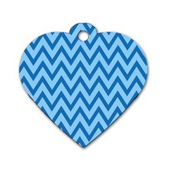 Blue Chevron Background Abstract Pattern Dog Tag Heart (two Sides) by Wegoenart