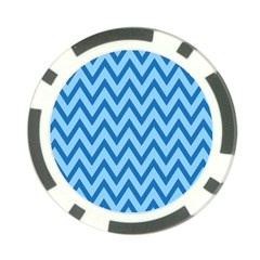 Blue Chevron Background Abstract Pattern Poker Chip Card Guard (10 Pack) by Wegoenart