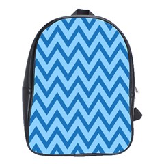 Blue Chevron Background Abstract Pattern School Bag (large) by Wegoenart